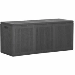 SUPERMARKET Boîte De Rangement De Jardin 270 L Noir PP Rotin