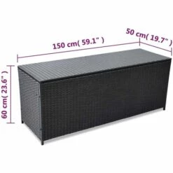 SUPERMARKET Boîte De Rangement De Jardin Noir 150x50x60 Cm Résine Tressée -Rangement de jardin Soldes 63670625 4
