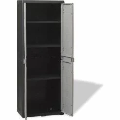 SUPERMARKET Armoire De Rangement De Jardin Avec 3 étagères Noir Et Gris -Rangement de jardin Soldes 63678380 3