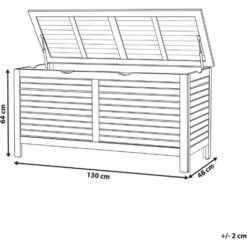 BELIANI Coffre De Rangement 130 X 64 Cm Bois Clair - Bois Clair -Rangement de jardin Soldes 63697840 3