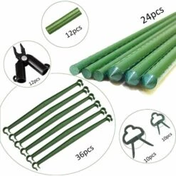 MEZHENG Cages à Tomates Lot De 4 Tas De Tomates En Plastique Solide Avec Noyau En Acier 119,9 Cm Support Pour Plants De Tomates (lot De 3 + 9 Tiges De Connexion + 20 Clips) -Rangement de jardin Soldes 63799808 4