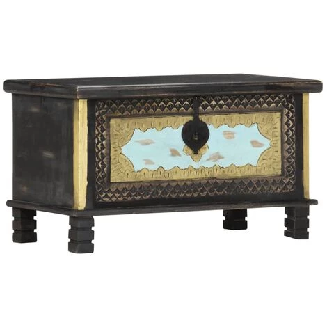 FUHUIDATRADING Coffre De Rangement Noir 80x40x45 Cm Bois De Manguier Massif 3 FUHUIDATRADING Coffre De Rangement Noir 80x40x45 Cm Bois De Manguier Massif