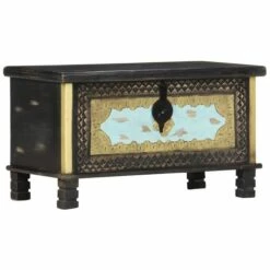 FUHUIDATRADING Coffre De Rangement Noir 80x40x45 Cm Bois De Manguier Massif 9 FUHUIDATRADING Coffre De Rangement Noir 80x40x45 Cm Bois De Manguier Massif -Rangement de jardin Soldes 64210976 3