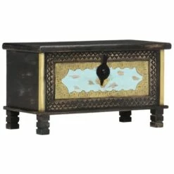 FUHUIDATRADING Coffre De Rangement Noir 80x40x45 Cm Bois De Manguier Massif 11 FUHUIDATRADING Coffre De Rangement Noir 80x40x45 Cm Bois De Manguier Massif -Rangement de jardin Soldes 64210976 5