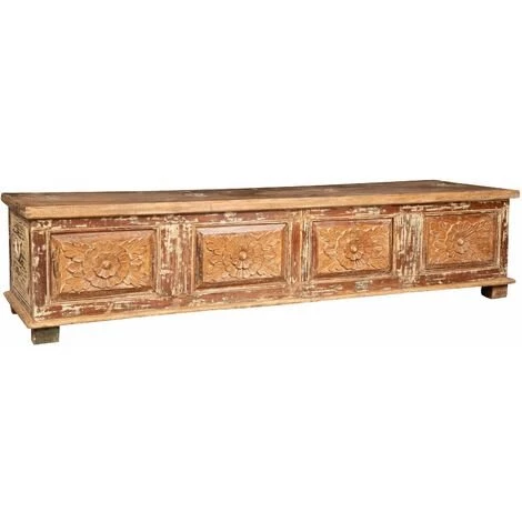 BISCOTTINI Coffre, Coffre, Banc, Conteneur, étui, Original Antique En Bois De Teck Sculpté Avec Une Finition Décapée 3 BISCOTTINI Coffre, Coffre, Banc, Conteneur, étui, Original Antique En Bois De Teck Sculpté Avec Une Finition Décapée
