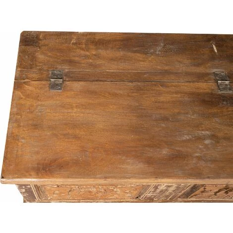 BISCOTTINI Coffre, Coffre, Banc, Conteneur, étui, Original Antique En Bois De Teck Sculpté Avec Une Finition Décapée 6 BISCOTTINI Coffre, Coffre, Banc, Conteneur, étui, Original Antique En Bois De Teck Sculpté Avec Une Finition Décapée – Image 4