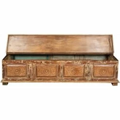 BISCOTTINI Coffre, Coffre, Banc, Conteneur, étui, Original Antique En Bois De Teck Sculpté Avec Une Finition Décapée 11 BISCOTTINI Coffre, Coffre, Banc, Conteneur, étui, Original Antique En Bois De Teck Sculpté Avec Une Finition Décapée -Rangement de jardin Soldes 64522299 5