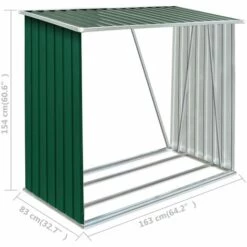 TALKEACH 163 X 83 X 154 Cm Abri De Stockage De Bois Acier Galvanisé Porte-b?che Jardin Vert 8 TALKEACH 163 X 83 X 154 Cm Abri De Stockage De Bois Acier Galvanisé Porte-b?che Jardin Vert -Rangement de jardin Soldes 64865452 2