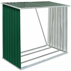 TALKEACH 163 X 83 X 154 Cm Abri De Stockage De Bois Acier Galvanisé Porte-b?che Jardin Vert 9 TALKEACH 163 X 83 X 154 Cm Abri De Stockage De Bois Acier Galvanisé Porte-b?che Jardin Vert -Rangement de jardin Soldes 64865452 3