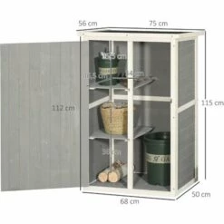 Outsunny Armoire Abri De Jardin Remise Pour Outils - Grande Porte Verrouillable Loquet - 2 étagères - Toit Bitumé Incliné Bois De Sapin Blanc Gris - Gris 9 Outsunny Armoire Abri De Jardin Remise Pour Outils - Grande Porte Verrouillable Loquet - 2 étagères - Toit Bitumé Incliné Bois De Sapin Blanc Gris - Gris -Rangement de jardin Soldes 64908174 3