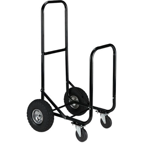 Relaxdays Chariot Pour Bûches En Bois, En Acier, 107,5 X 52 X 58 Cm, Sur 2 Roues Et 2 Roulettes, Capacité De 60 Kg, Noir 4 Relaxdays Chariot Pour Bûches En Bois, En Acier, 107,5 X 52 X 58 Cm, Sur 2 Roues Et 2 Roulettes, Capacité De 60 Kg, Noir – Image 2