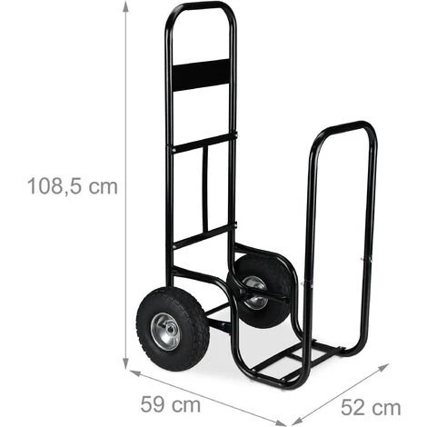 Relaxdays Chariot Pour Bûches, En Acier, 85 X 72 X 30 Cm, Roues Pneumatiques, Capacité 60 Kg, Intérieur, Extérieur, Noir 7 Relaxdays Chariot Pour Bûches, En Acier, 85 X 72 X 30 Cm, Roues Pneumatiques, Capacité 60 Kg, Intérieur, Extérieur, Noir – Image 5