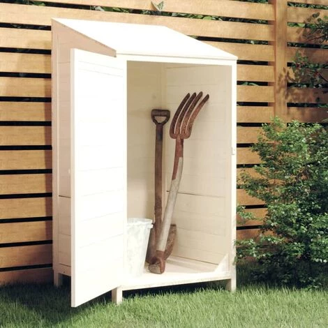 VidaXL Remise De Jardin Blanc 55x52x112 Cm Bois De Sapin Solide - Blanc 4 VidaXL Remise De Jardin Blanc 55x52x112 Cm Bois De Sapin Solide - Blanc – Image 2