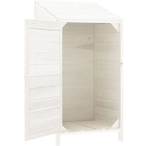 VidaXL Remise De Jardin Blanc 55x52x112 Cm Bois De Sapin Solide - Blanc 6 VidaXL Remise De Jardin Blanc 55x52x112 Cm Bois De Sapin Solide - Blanc – Image 4