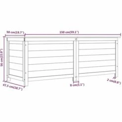 VidaXL Boîte à Coussins Extérieur Blanc 150x50x56 Cm Bois Sapin Massif - Blanc -Rangement de jardin Soldes 65621424 3