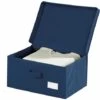 WENKO Boîte De Rangement Tissu, Housse De Rangement Vêtement, Air L, 44 X 33 X 19 Cm - Bleu -Rangement de jardin Soldes 6577888 1