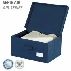 WENKO Boîte De Rangement Tissu, Housse De Rangement Vêtement, Air L, 44 X 33 X 19 Cm - Bleu 8 WENKO Boîte De Rangement Tissu, Housse De Rangement Vêtement, Air L, 44 X 33 X 19 Cm - Bleu -Rangement de jardin Soldes 6577888 2