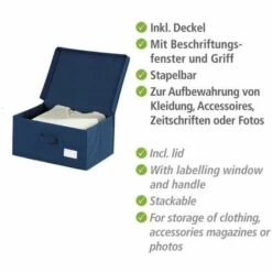 WENKO Boîte De Rangement Tissu, Housse De Rangement Vêtement, Air L, 44 X 33 X 19 Cm - Bleu 9 WENKO Boîte De Rangement Tissu, Housse De Rangement Vêtement, Air L, 44 X 33 X 19 Cm - Bleu -Rangement de jardin Soldes 6577888 3