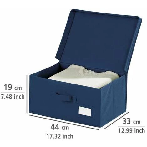 WENKO Boîte De Rangement Tissu, Housse De Rangement Vêtement, Air L, 44 X 33 X 19 Cm - Bleu 7 WENKO Boîte De Rangement Tissu, Housse De Rangement Vêtement, Air L, 44 X 33 X 19 Cm - Bleu – Image 5