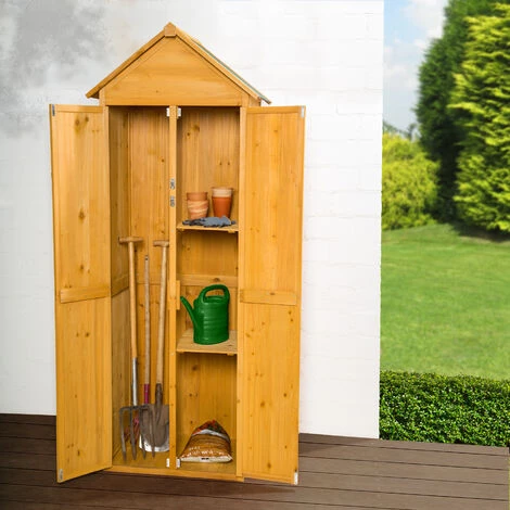 TECTAKE Armoire De Jardin Kadi 80,5 X 60 X 213,5 Cm - Maison De Jardin, Cabane De Jardin, Remise De Jardin - Marron 4 TECTAKE Armoire De Jardin Kadi 80,5 X 60 X 213,5 Cm - Maison De Jardin, Cabane De Jardin, Remise De Jardin - Marron – Image 2