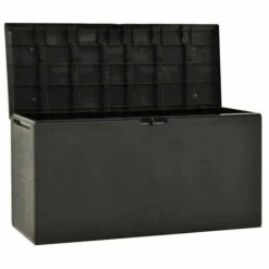 LES TENDANCES Coffre De Rangement Jardin Polypropylène Anthracite Stag 114 Cm -Rangement de jardin Soldes 66881599 4