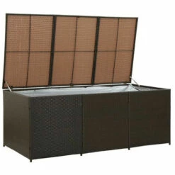 LES TENDANCES Coffre De Rangement Jardin Résine Tressée Marron Zamen 180 Cm -Rangement de jardin Soldes 66881872 2