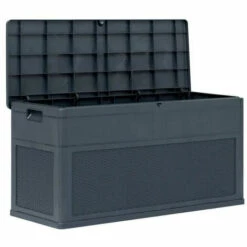 LES TENDANCES Coffre De Rangement Jardin Plastique Anthracite Cedar -Rangement de jardin Soldes 66881874 2