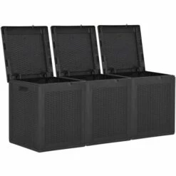 LES TENDANCES Boîte De Rangement De Jardin 270 L Noir PP -Rangement de jardin Soldes 66897595 4