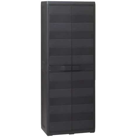LES TENDANCES Armoire De Rangement De Jardin Avec 3 étagères Noir 3 LES TENDANCES Armoire De Rangement De Jardin Avec 3 étagères Noir