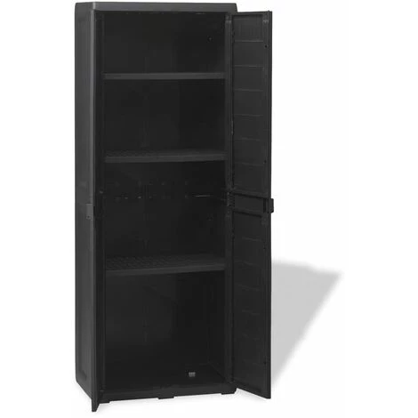LES TENDANCES Armoire De Rangement De Jardin Avec 3 étagères Noir 5 LES TENDANCES Armoire De Rangement De Jardin Avec 3 étagères Noir – Image 3