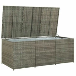 LES TENDANCES Coffre De Rangement Jardin Résine Tressée Grise Zamen 180 Cm -Rangement de jardin Soldes 66901854 2