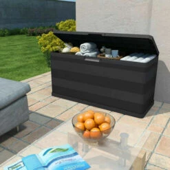 LES TENDANCES Coffre De Rangement Polypropylène Noir Tinoa -Rangement de jardin Soldes 66902607 3