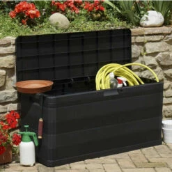 LES TENDANCES Coffre De Rangement Polypropylène Noir Tinoa -Rangement de jardin Soldes 66902607 4
