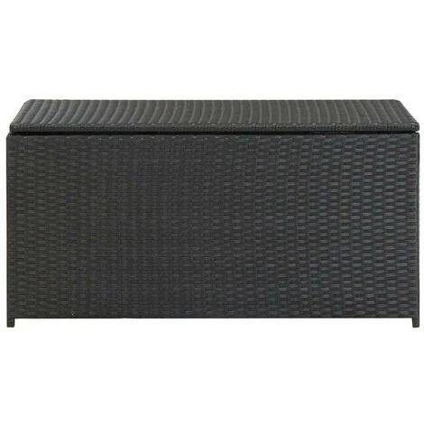 LES TENDANCES Coffre De Rangement Jardin Résine Tressée Noire Zamen 100 Cm 3 LES TENDANCES Coffre De Rangement Jardin Résine Tressée Noire Zamen 100 Cm