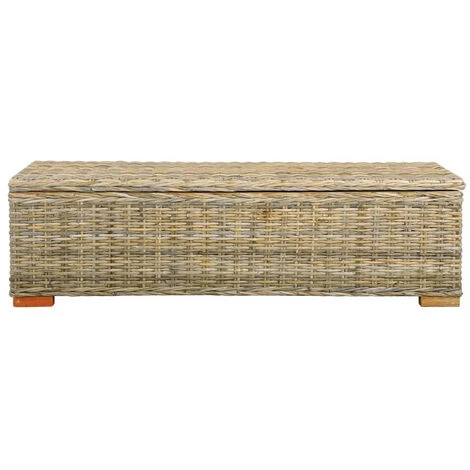 LES TENDANCES Boîte De Rangement 120 Cm Rotin Naturel Kubu Et Manguier Solide 5 LES TENDANCES Boîte De Rangement 120 Cm Rotin Naturel Kubu Et Manguier Solide – Image 3