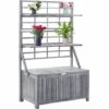 LES TENDANCES Boîte De Rangement Avec Treillis Gris 99x55x160cm Bois D'acacia -Rangement de jardin Soldes 66923500 1