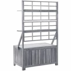LES TENDANCES Boîte De Rangement Avec Treillis Gris 99x55x160cm Bois D'acacia -Rangement de jardin Soldes 66923500 5