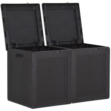 LES TENDANCES Boîte De Rangement De Jardin 180 L Noir PP 6 LES TENDANCES Boîte De Rangement De Jardin 180 L Noir PP – Image 4