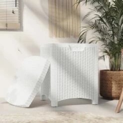 LES TENDANCES Boîte De Rangement De Jardin 39x39x46 Cm Rotin PP Blanc 9 LES TENDANCES Boîte De Rangement De Jardin 39x39x46 Cm Rotin PP Blanc -Rangement de jardin Soldes 66928256 3
