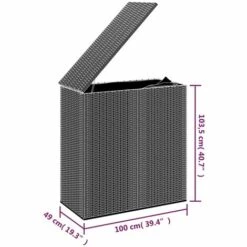 TRUE DEAL Boîte à Coussins De Jardin Résine Tressée 100x49x103,5 Cm Noir -Rangement de jardin Soldes 67303408 5