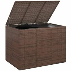 TRUE DEAL Boîte à Coussins De Jardin Résine Tressée 145x100x103 Cm Marron -Rangement de jardin Soldes 67305614 3