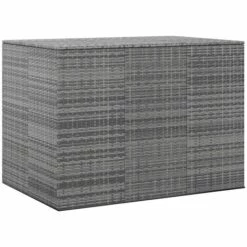 TRUE DEAL Boîte à Coussins De Jardin Résine Tressée 145x100x103 Cm Gris