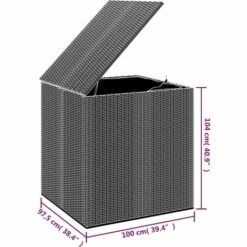 TRUE DEAL Boîte à Coussins De Jardin Résine Tressée 100x97,5x104 Cm Noir 11 TRUE DEAL Boîte à Coussins De Jardin Résine Tressée 100x97,5x104 Cm Noir -Rangement de jardin Soldes 67308479 5