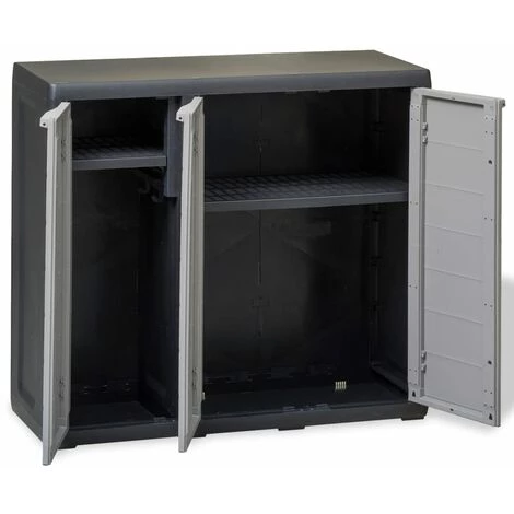 DOC&ET² Armoire De Rangement De Jardin Avec 2 étagères Noir Et Gris 5 DOC&ET² Armoire De Rangement De Jardin Avec 2 étagères Noir Et Gris – Image 3