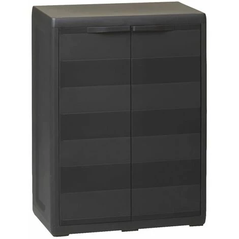 DOC&ET² Armoire De Rangement De Jardin Avec 1 étagère Noir 4 DOC&ET² Armoire De Rangement De Jardin Avec 1 étagère Noir – Image 2
