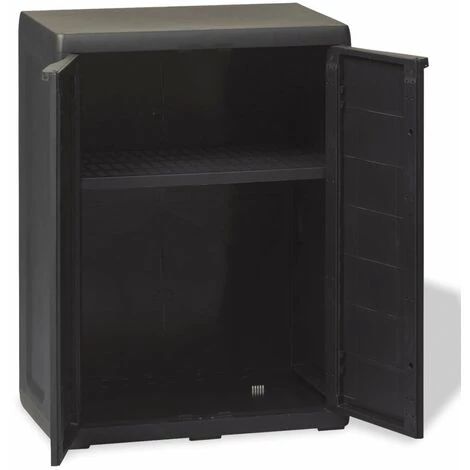 DOC&ET² Armoire De Rangement De Jardin Avec 1 étagère Noir 5 DOC&ET² Armoire De Rangement De Jardin Avec 1 étagère Noir – Image 3