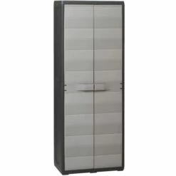 LangRay Meubles Armoire De Rangement De Jardin Avec 3 étagères Noir Et Gris