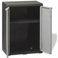 LangRay Meubles Armoire De Rangement De Jardin Avec 1 étagère Noir Et Gris -Rangement de jardin Soldes 68150108 3