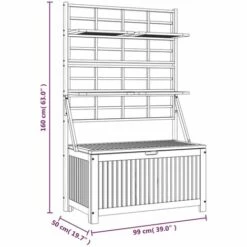 Boîte De Rangement Avec Treillis 99x50x160 Cm Acacia Massif VidaXL - Brun -Rangement de jardin Soldes 68304428 3
