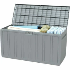 Baúl De Almacenaje Fabricado En Resina Gardiun Top 117x45,5x57,50 Cm 270L Montaje En Clic Con Sistema De Cierre En Color Gris -Rangement de jardin Soldes 68566247 3
